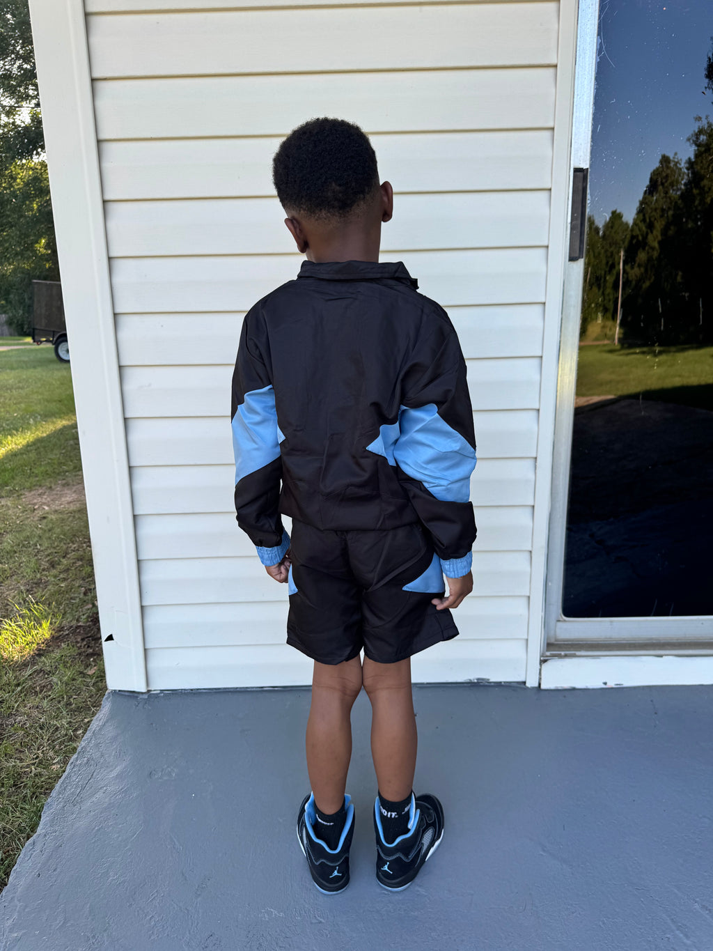 Trill Kids Panel Windbreaker Set - Black\ UNC Blue