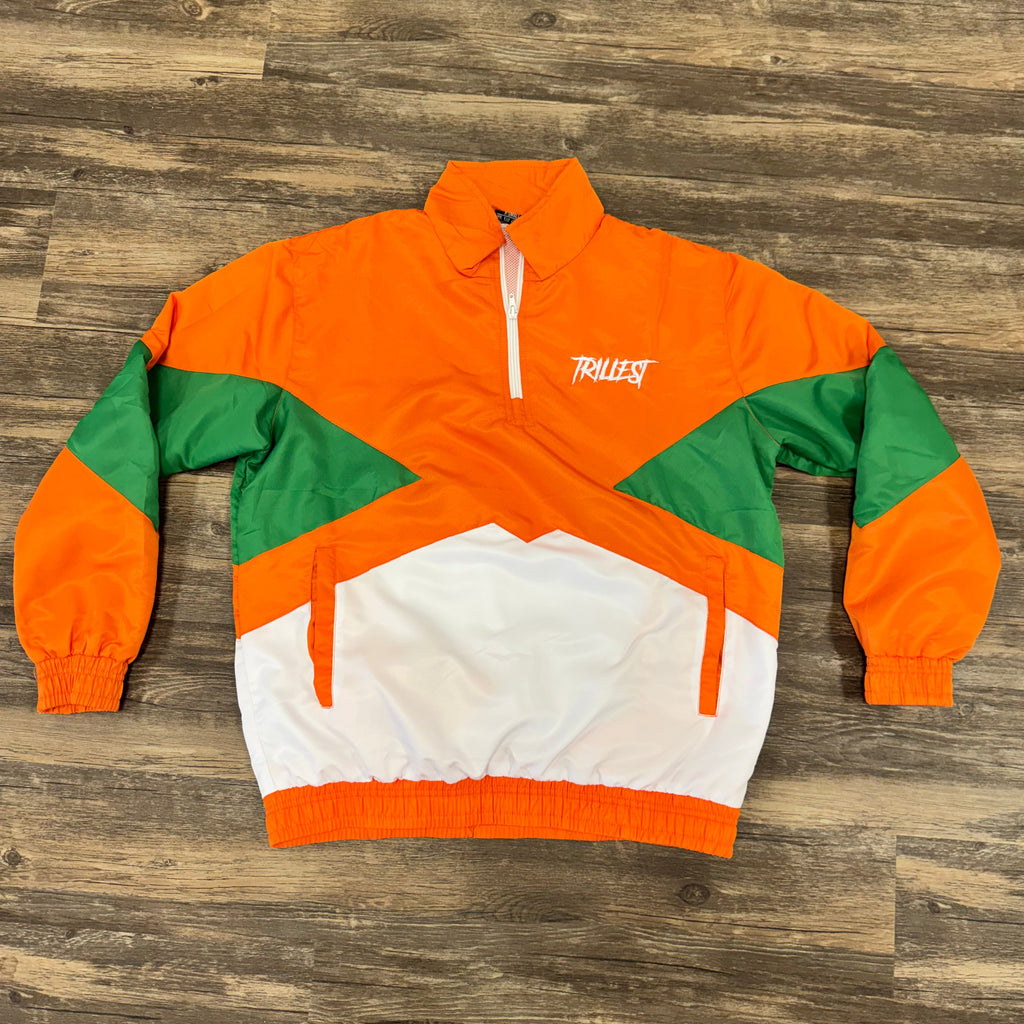 Panel Windbreaker Jacket - Green\Orange\White