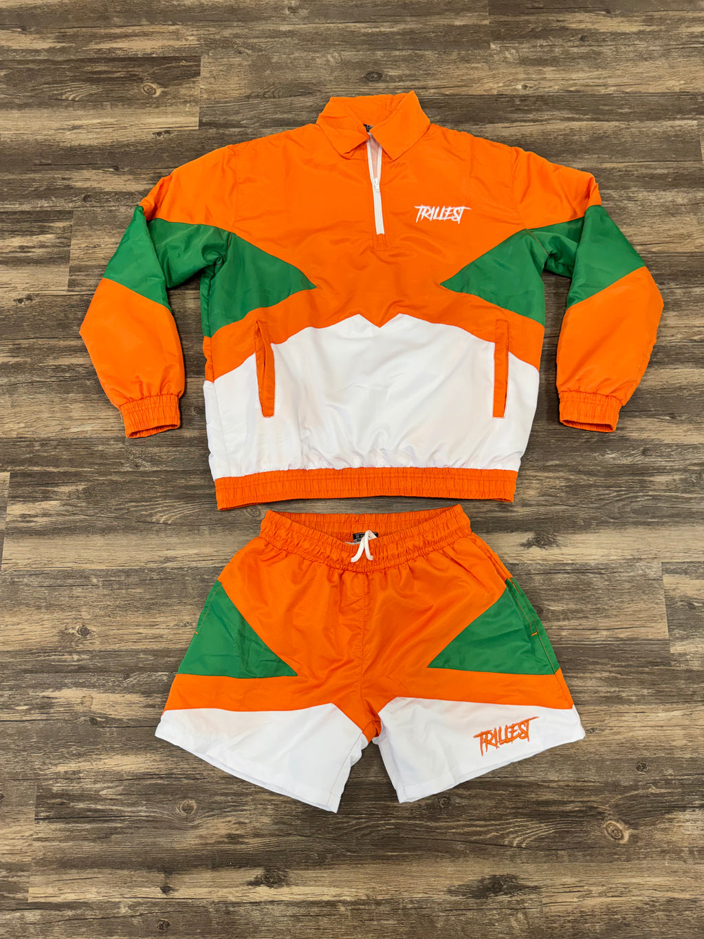 Panel Windbreaker Jacket - Green\Orange\White