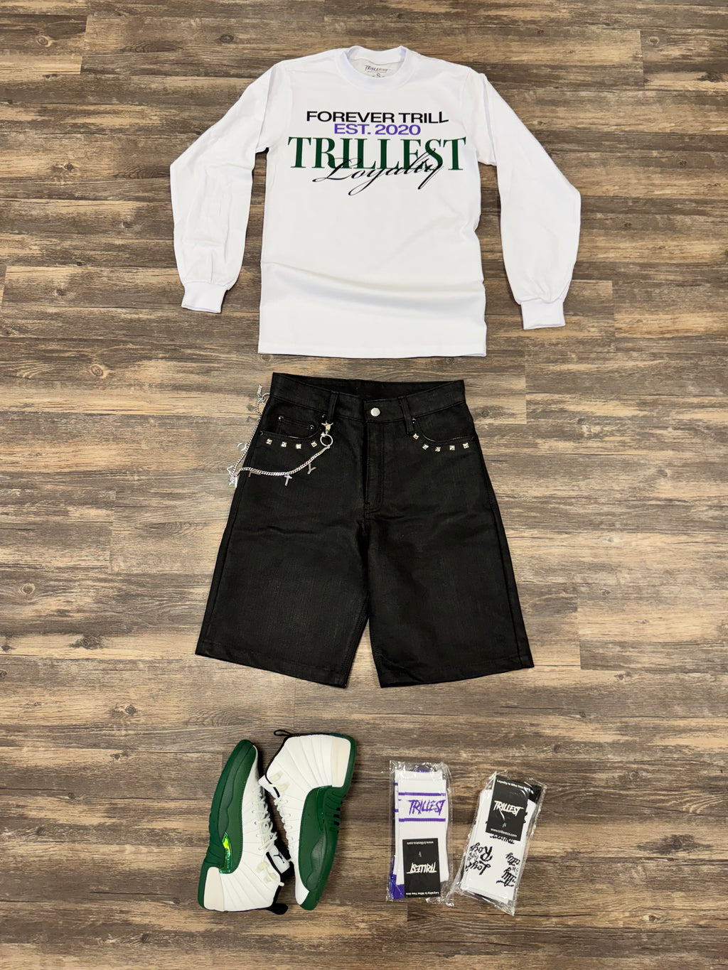 Trillest Loyalty Long Sleeve Tee - White\Purple\Green