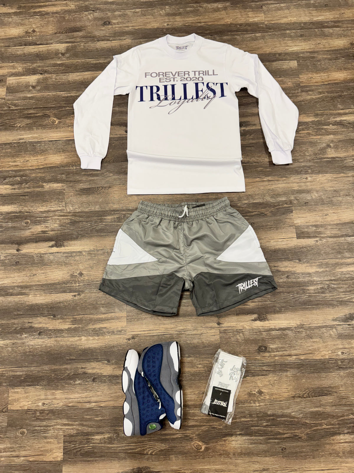 Trillest Loyalty Long Sleeve Tee - White\Navy\Gray