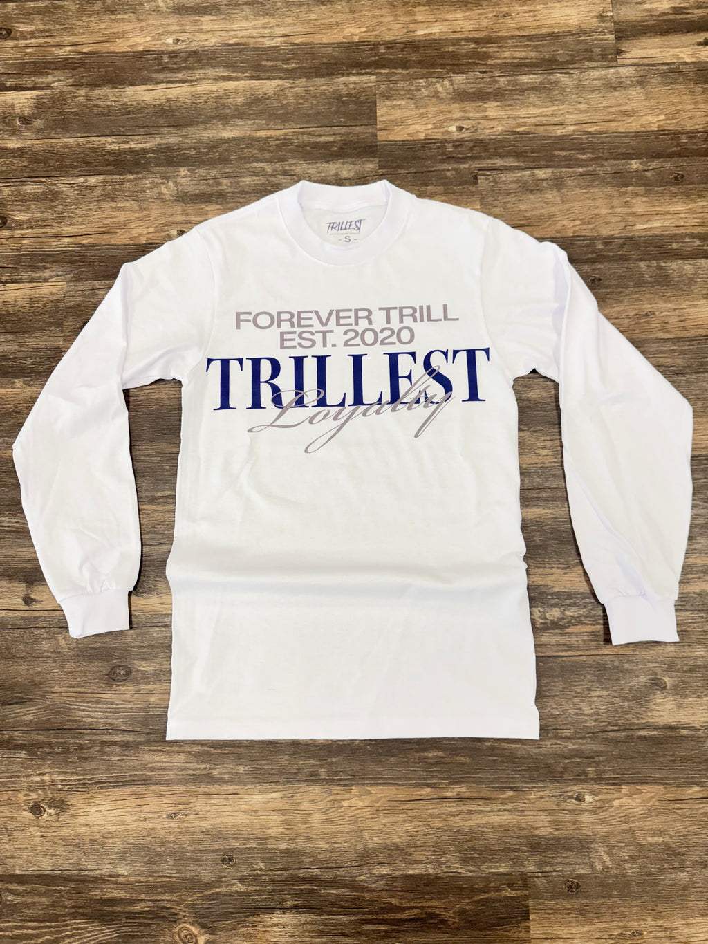 Trillest Loyalty Long Sleeve Tee - White\Navy\Gray