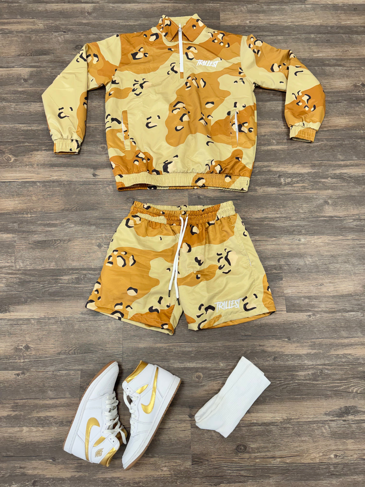Panel Windbreaker Shorts - Desert Camo