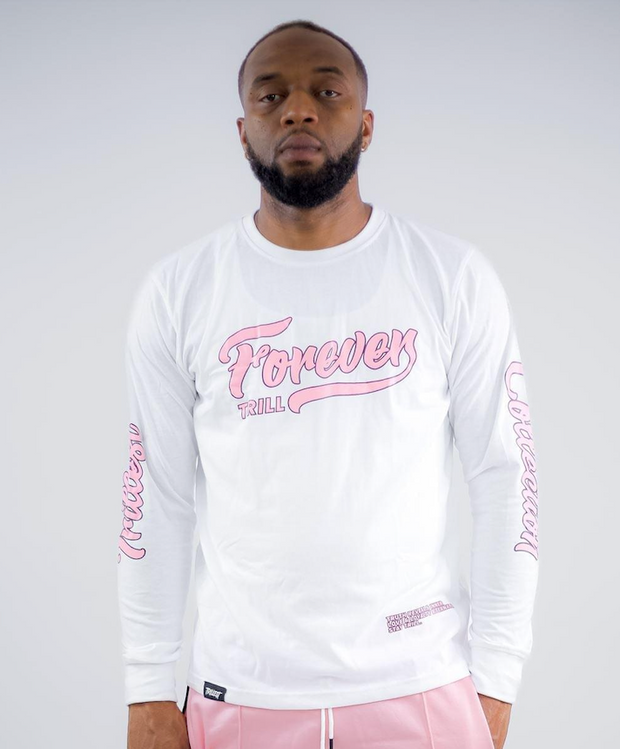 Forever Trill Long Sleeve Tee - White\Pink