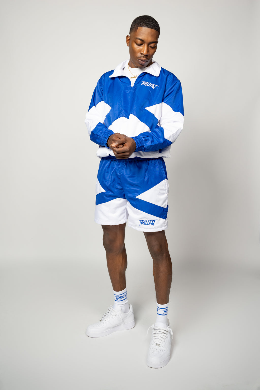 Trillest Panel Windbreaker Shorts - Royal\White