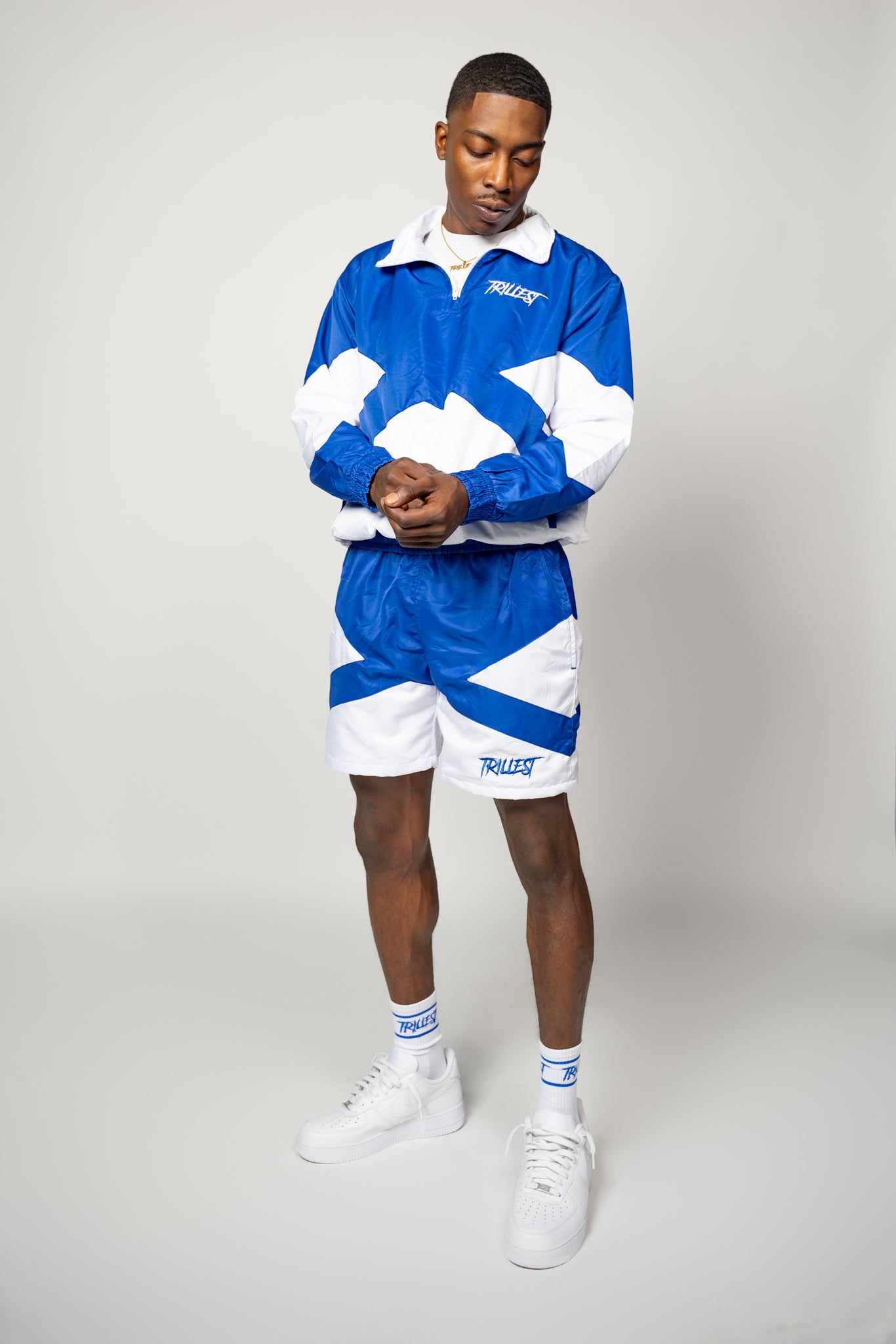 Trillest Panel Windbreaker Shorts - Royal\White