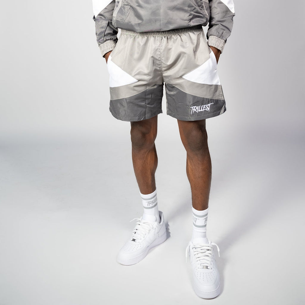 Panel Windbreaker Shorts - Gray\White