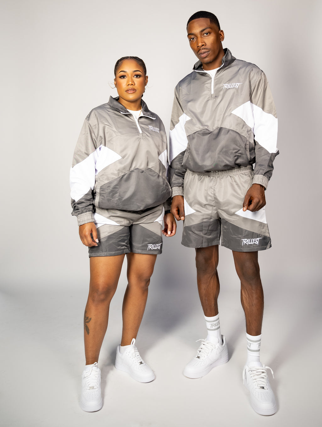 Panel Windbreaker Jacket - Gray\White