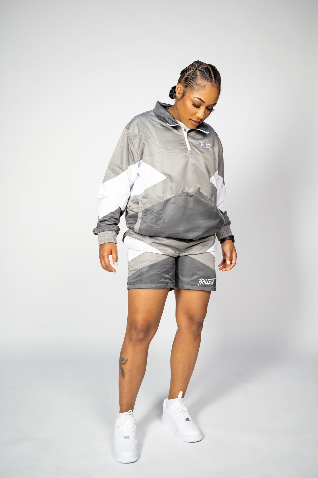 Panel Windbreaker Shorts - Gray\White