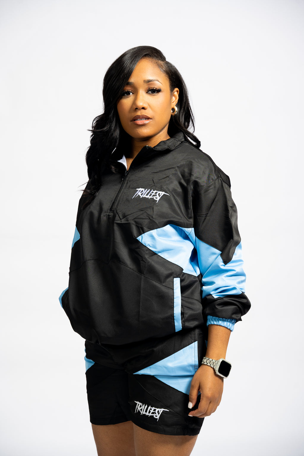 Panel Windbreaker Jacket - Black\UNC Blue