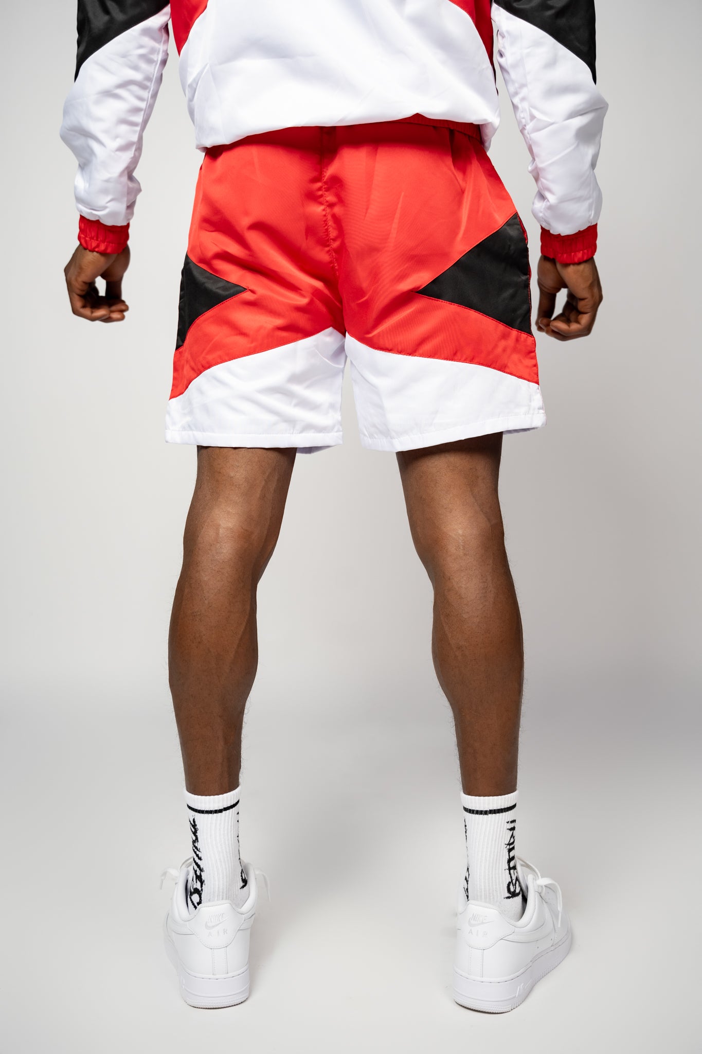 Trillest Panel Windbreaker Shorts - Red\Black\White
