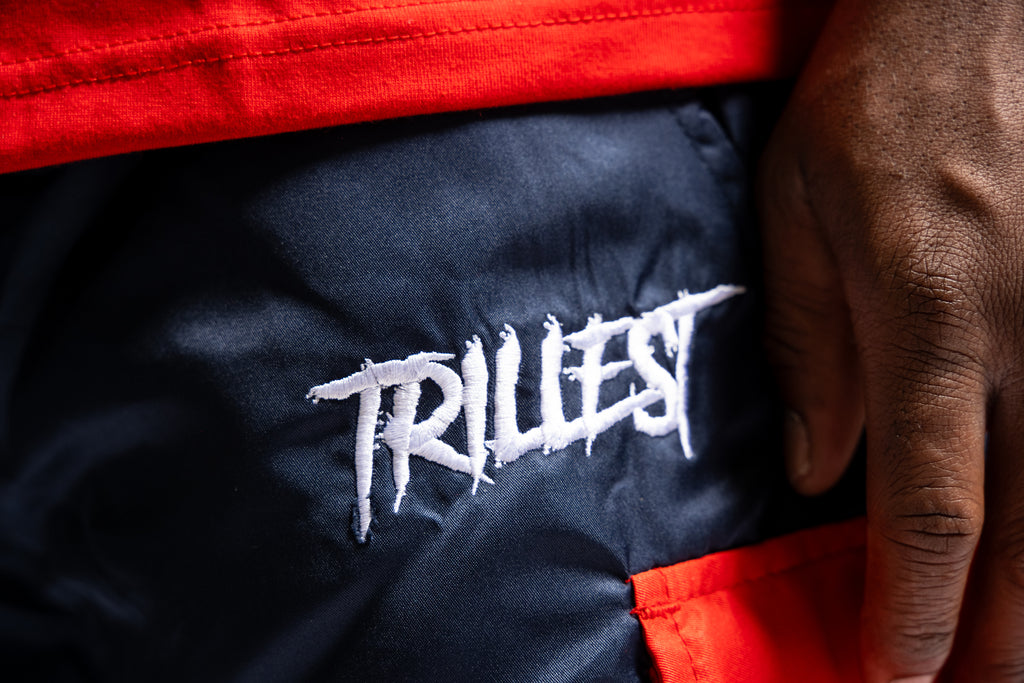 Cargo Windbreaker Shorts - Navy/Red