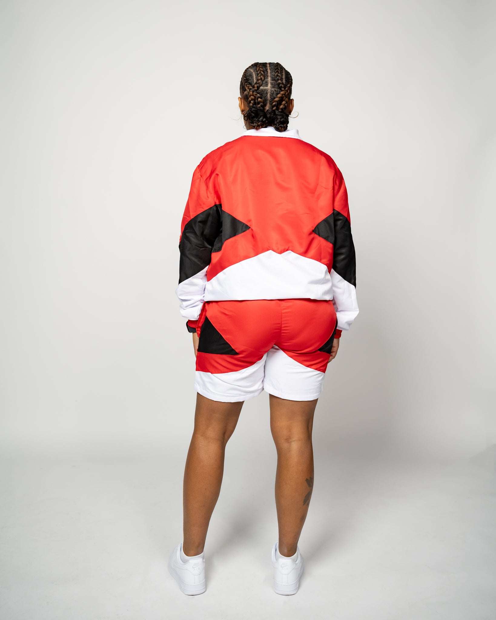 Trillest Panel Windbreaker Shorts - Red\Black\White