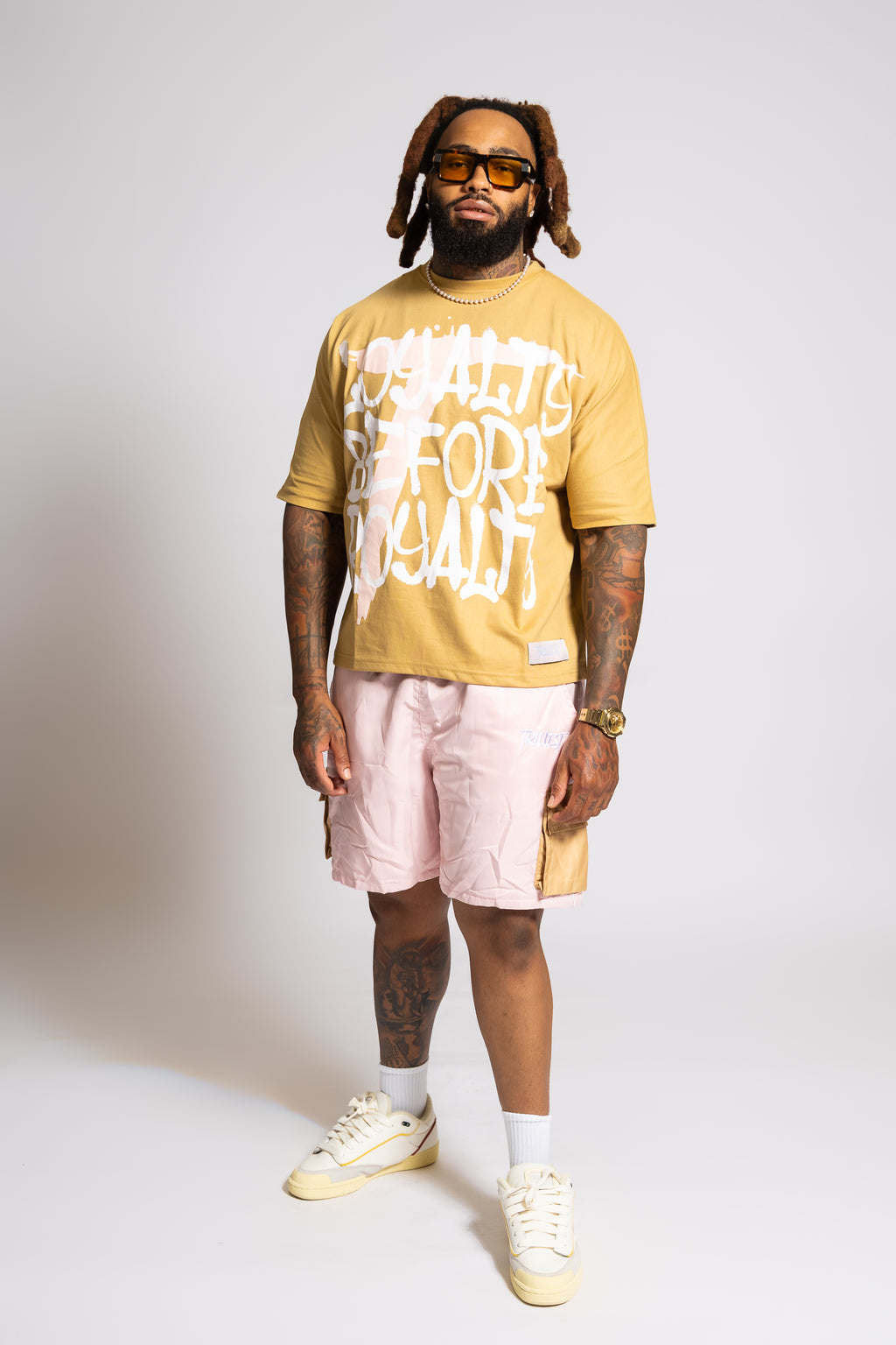 Cargo Windbreaker Shorts - Pink/Tan