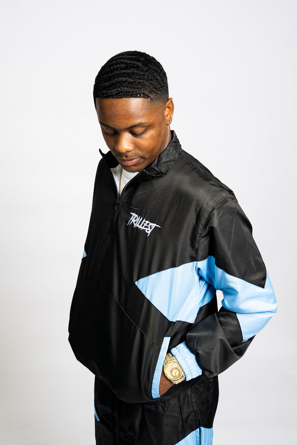 Panel Windbreaker Jacket - Black\UNC Blue