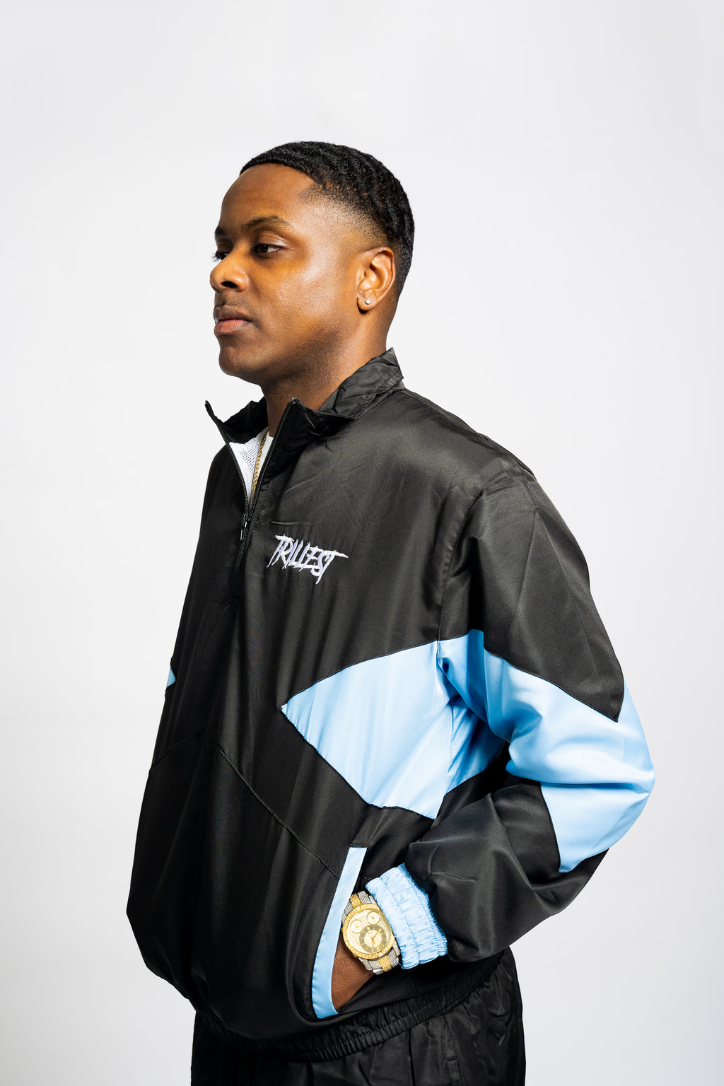 Panel Windbreaker Jacket - Black\UNC Blue