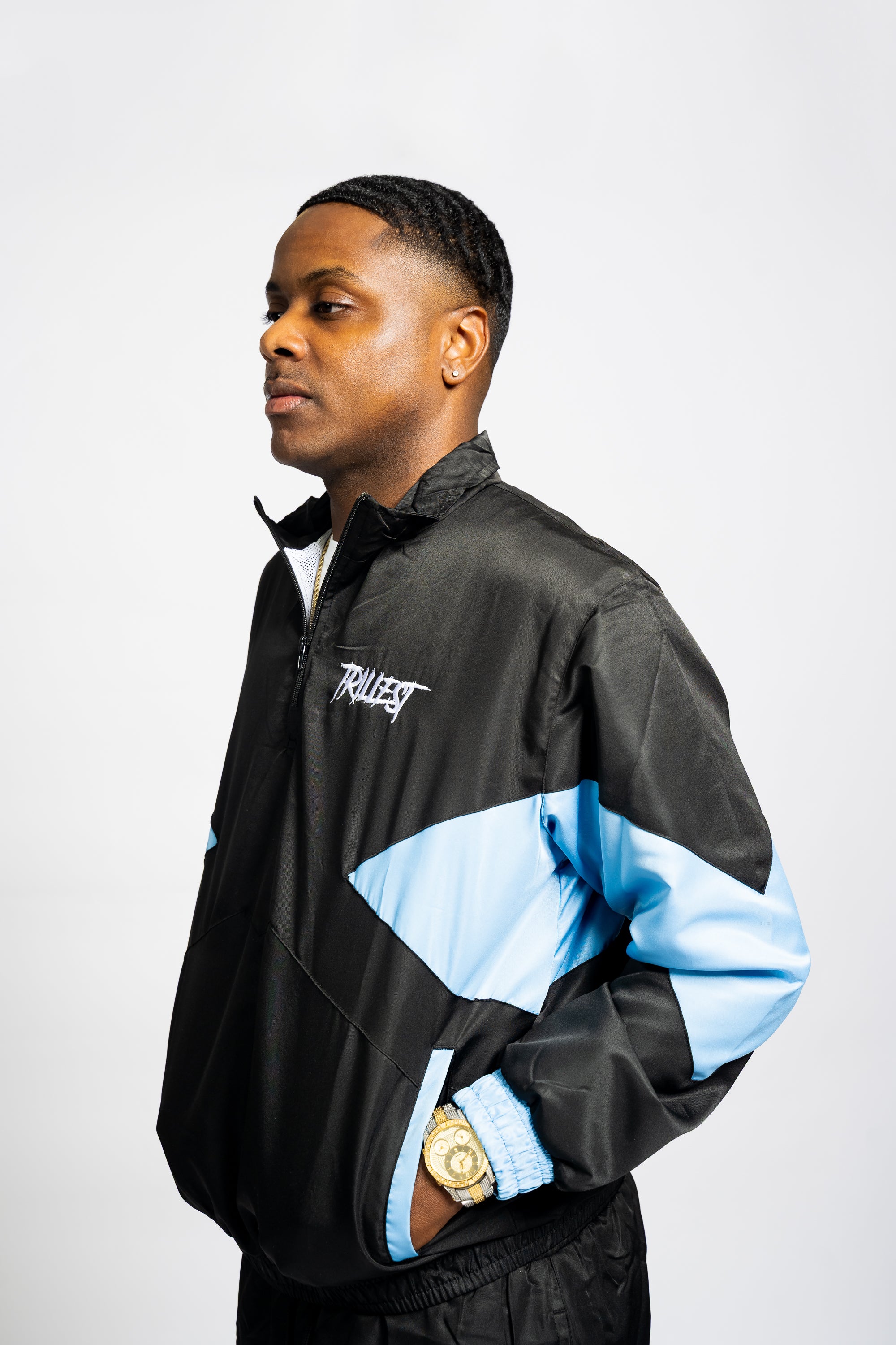 Panel Windbreaker Jacket - Black\UNC Blue