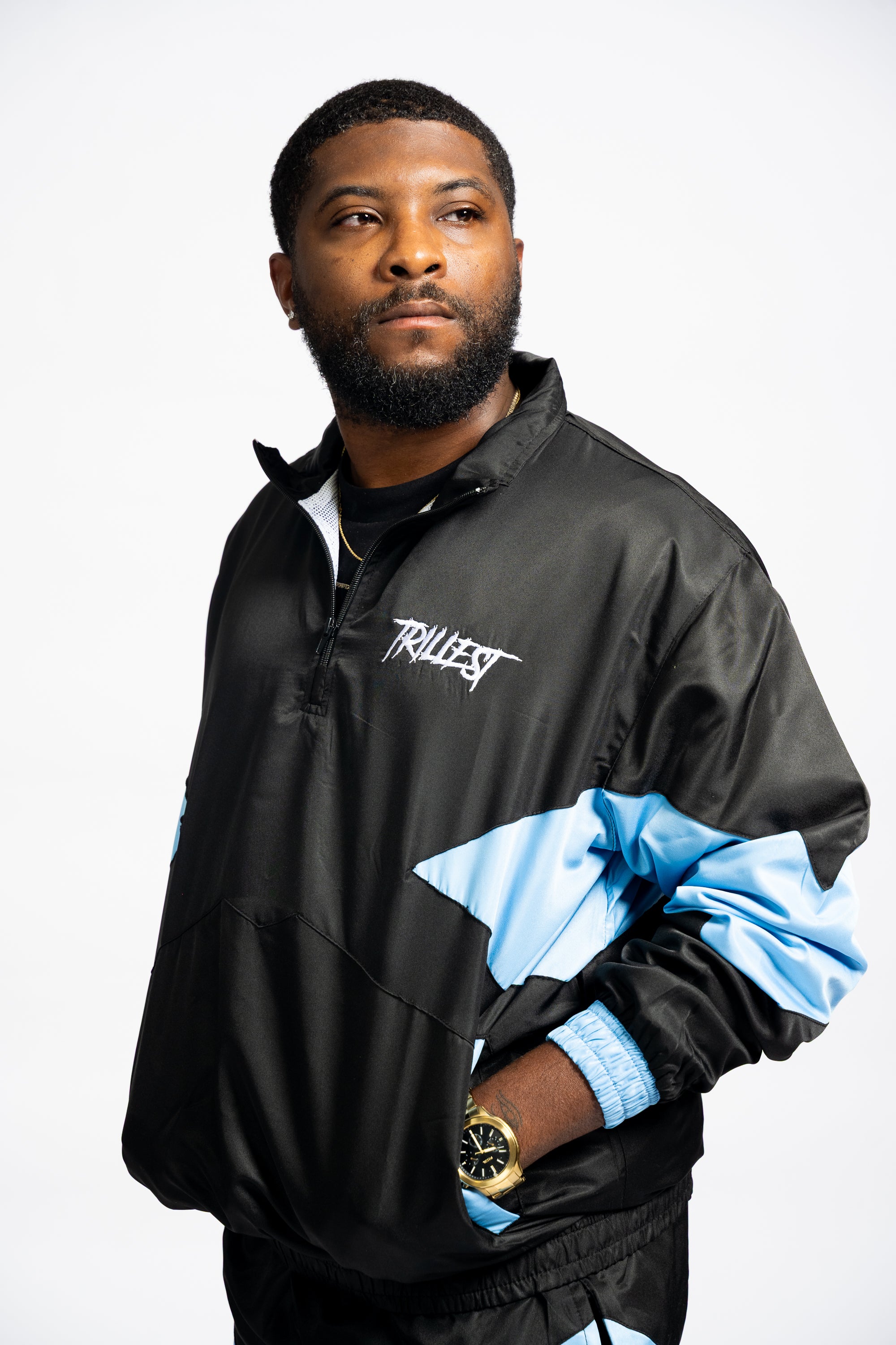 Panel Windbreaker Jacket - Black\UNC Blue