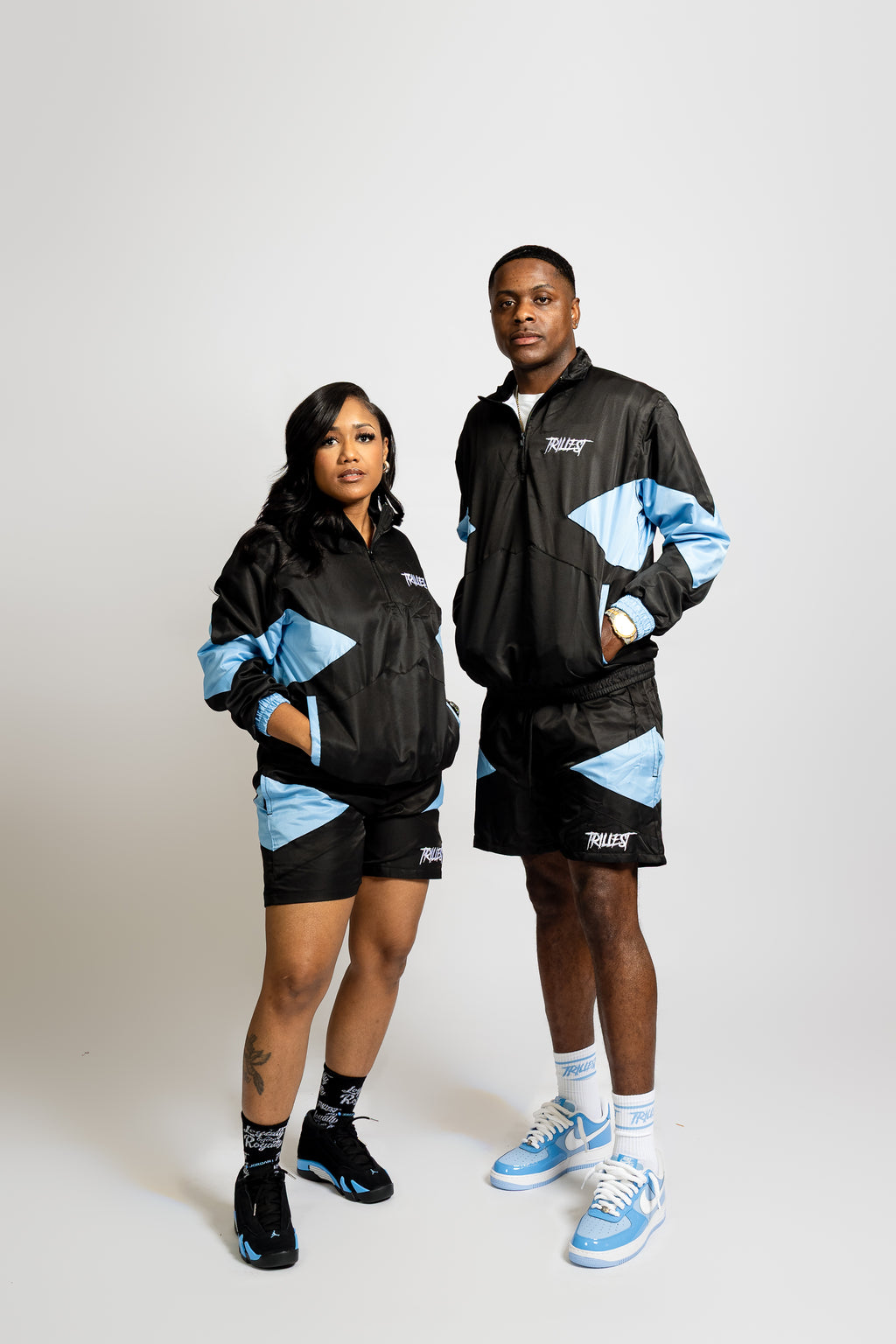 Panel Windbreaker Jacket - Black\UNC Blue