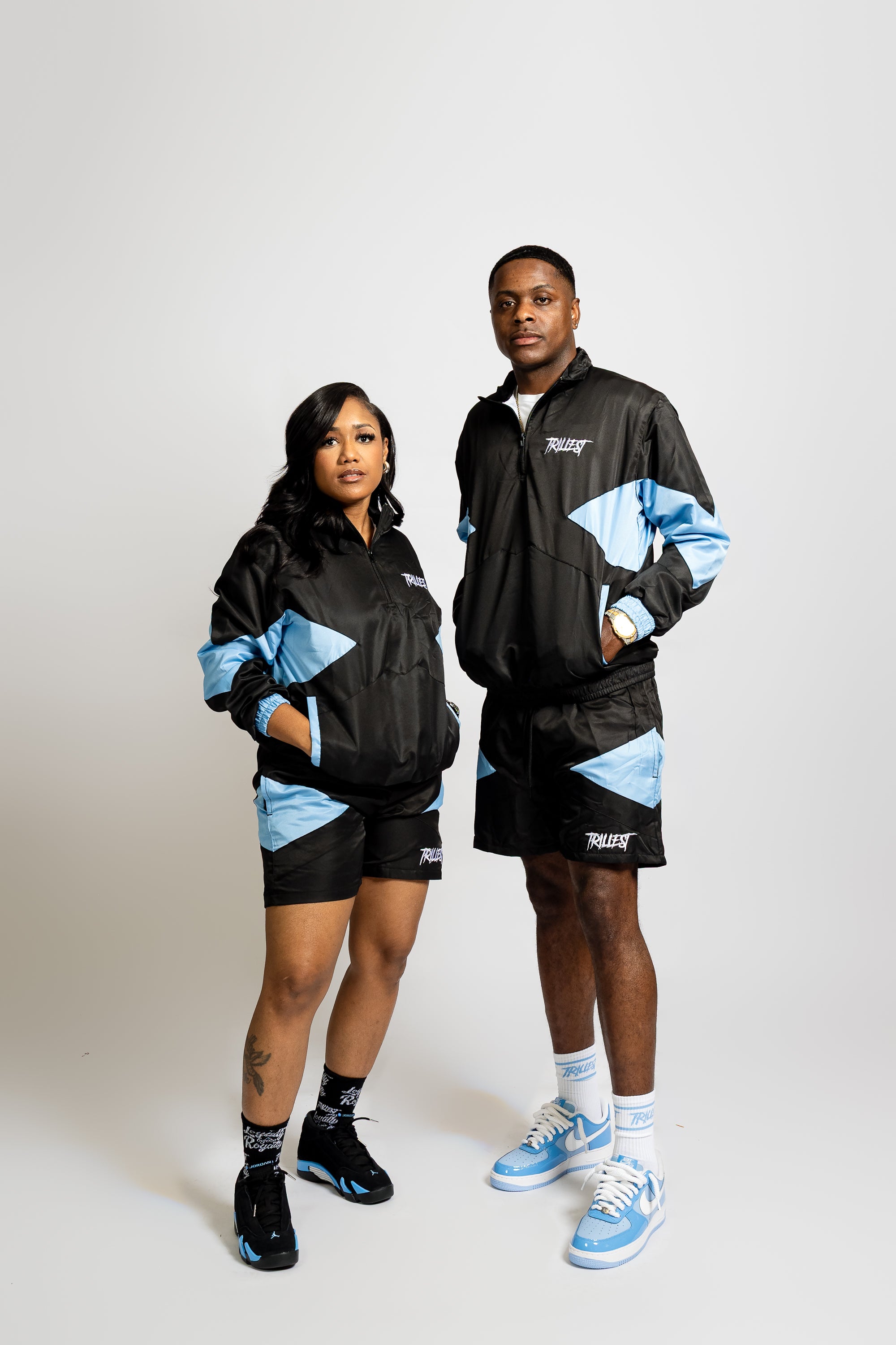 Panel Windbreaker Jacket - Black\UNC Blue