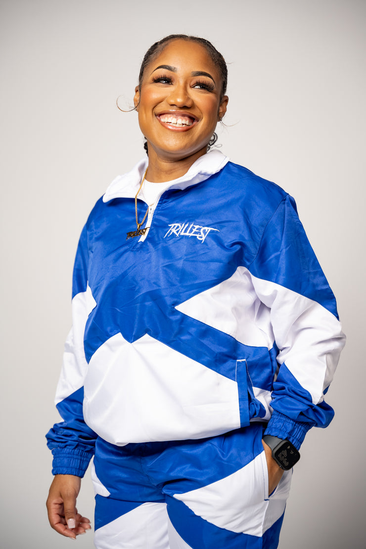 Trillest Panel Windbreaker Jacket - Royal\White