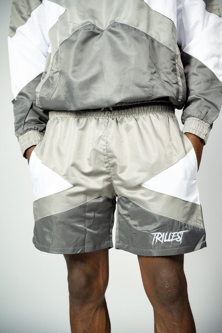 Trillest Panel Windbreaker Shorts - Gray\White