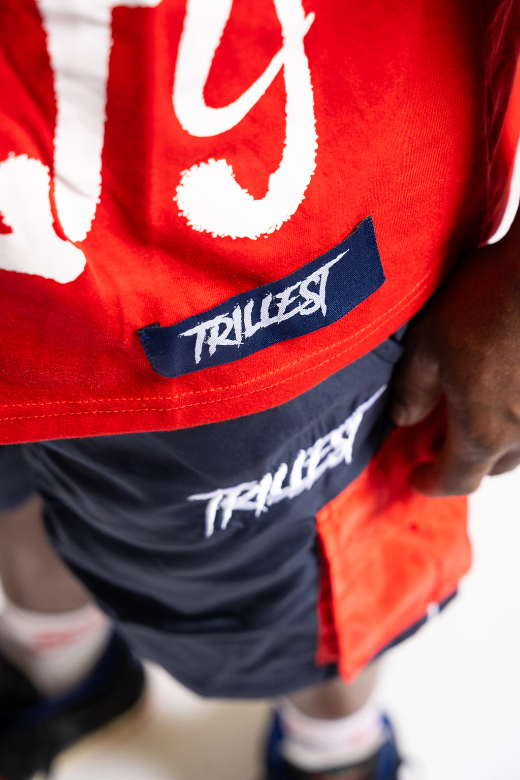 Cargo Windbreaker Shorts - Navy/Red