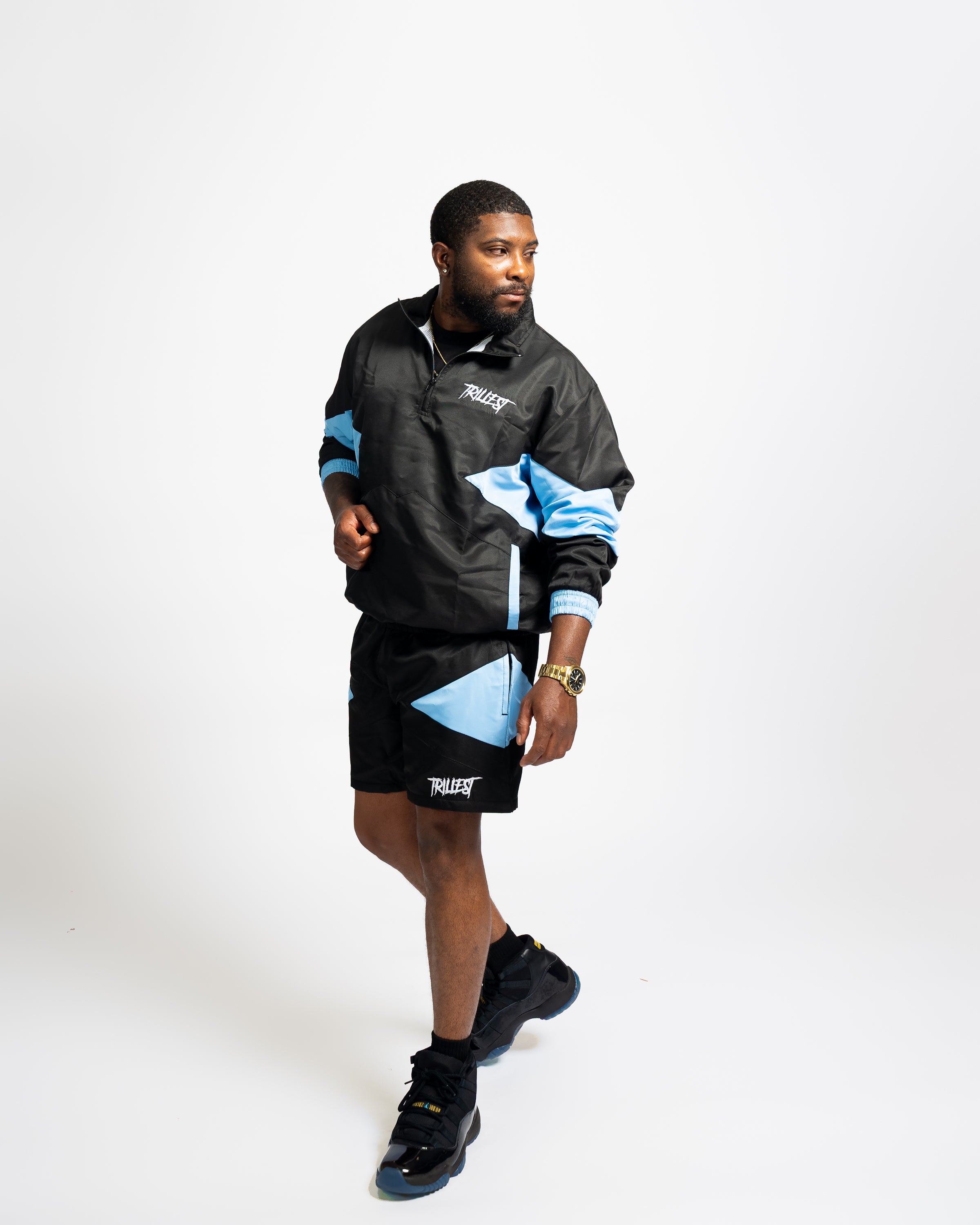Panel Windbreaker Jacket - Black\UNC Blue