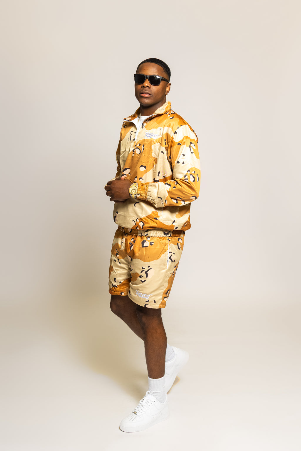 Panel Windbreaker Shorts - Desert Camo