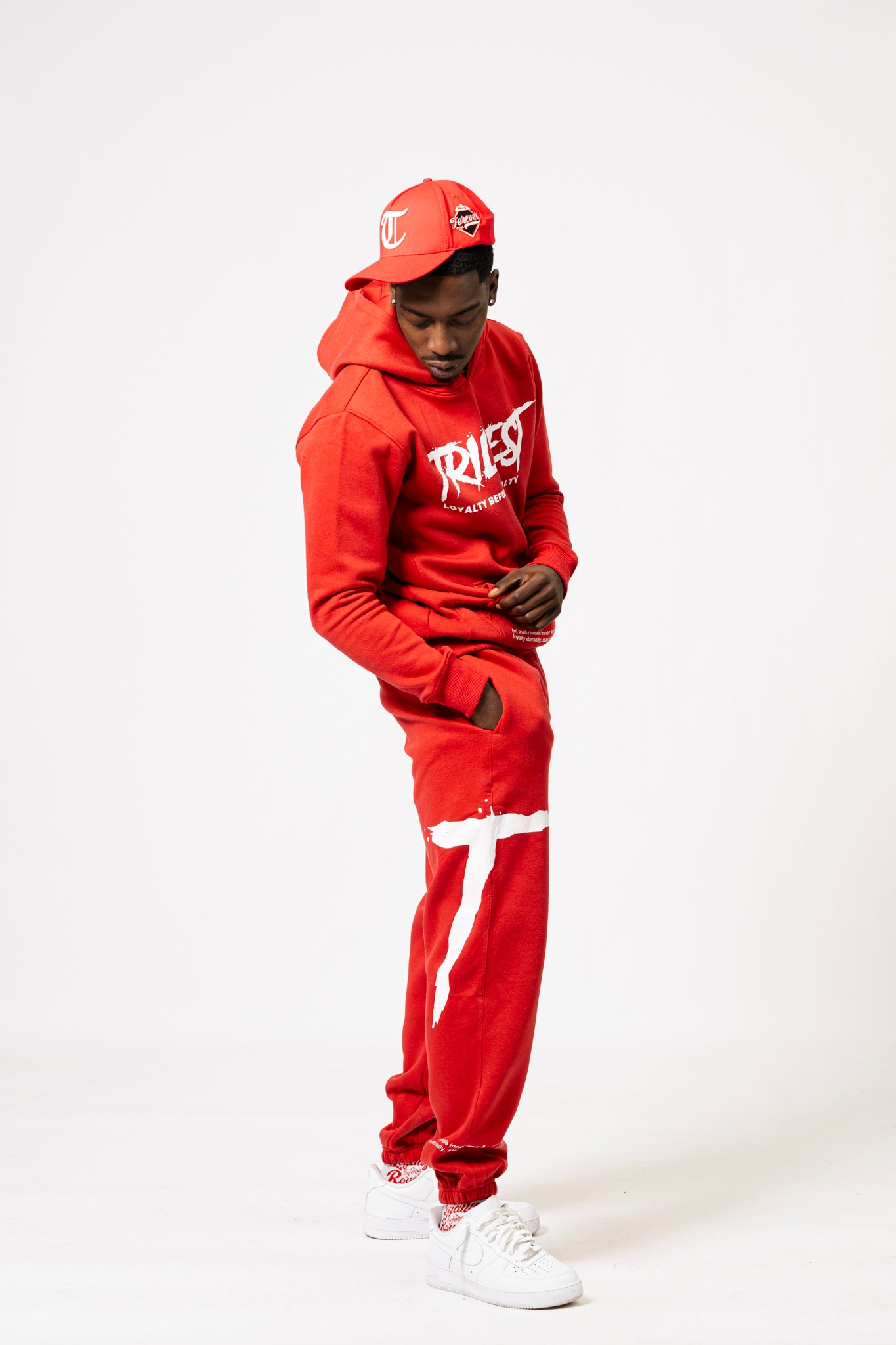 Big T Definition Panel Joggers - Red/White