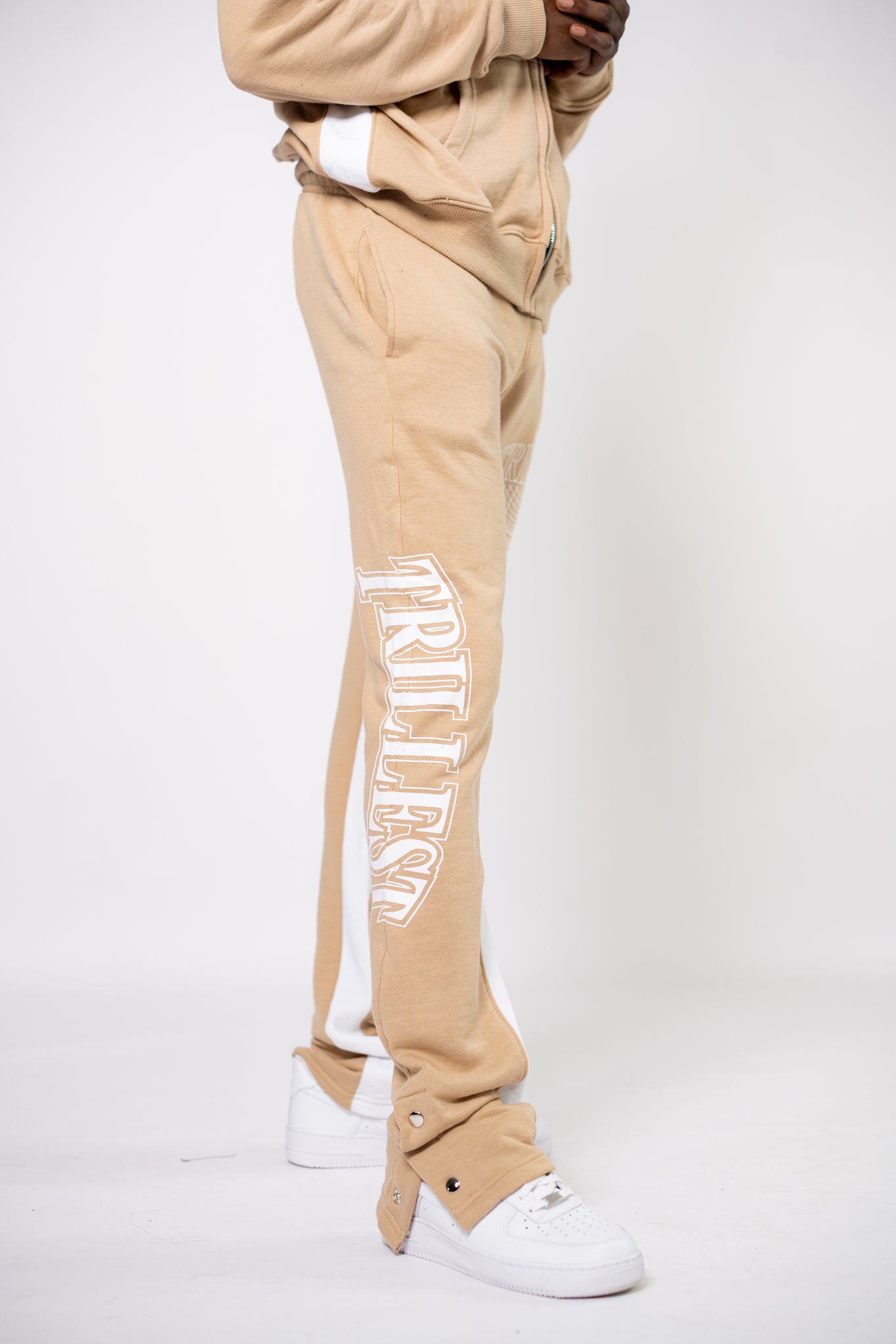 Worldwide Zip Up Set - Tan/White