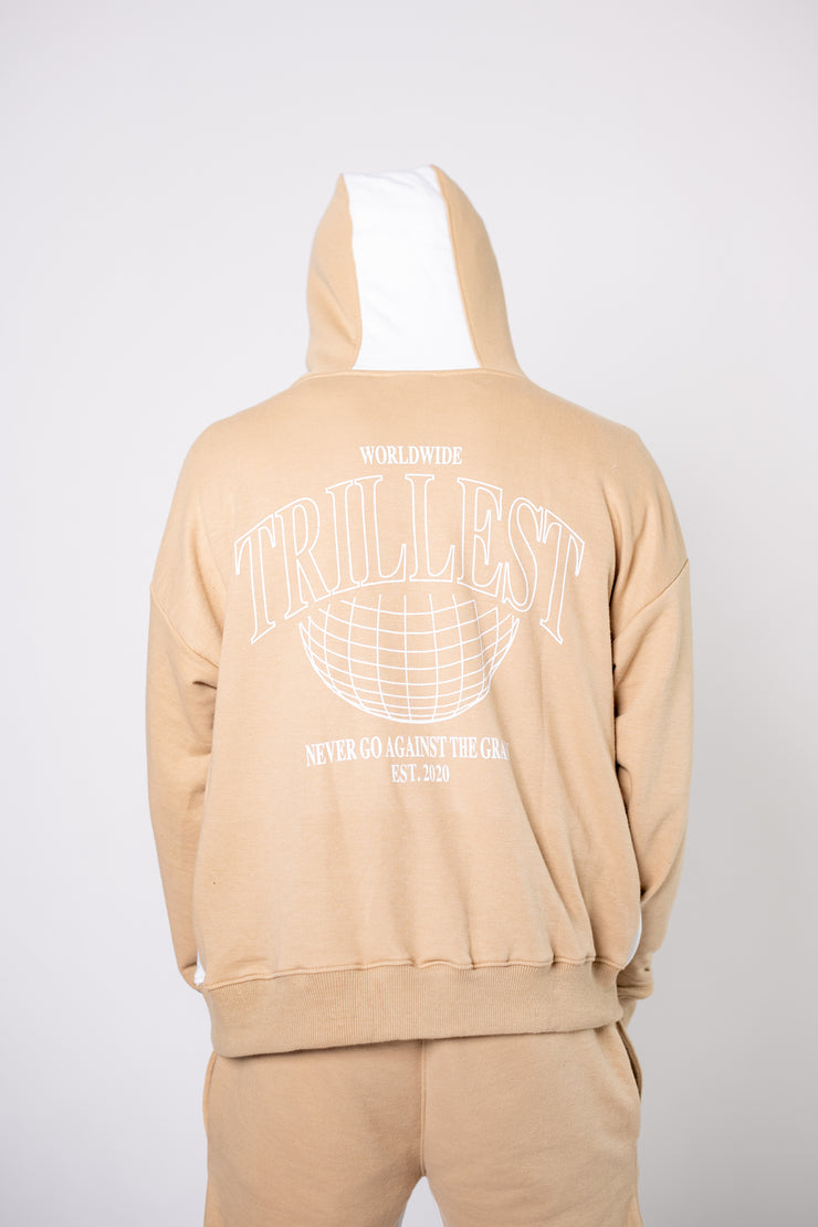 Trillest Worldwide Zip Up Jacket - Tan\White