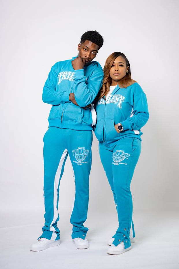 Trillest Flare Pants 3 Button - Deep Teal\White