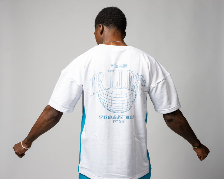 Trillest Worldwide Oversize Tee - White\Deep Teal