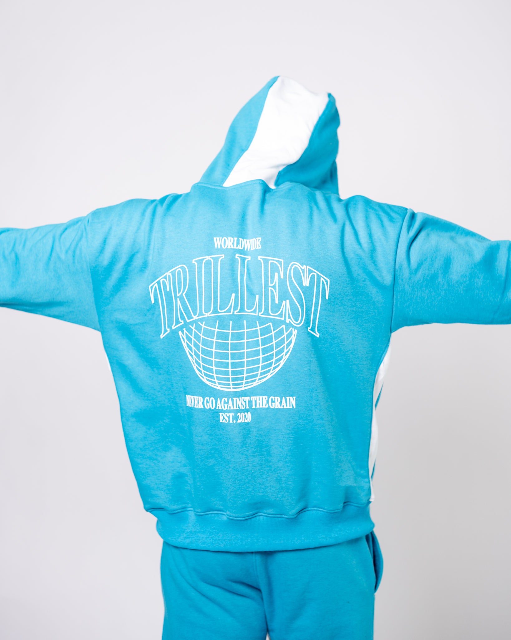 Worldwide Zip Up Set - Teal/White