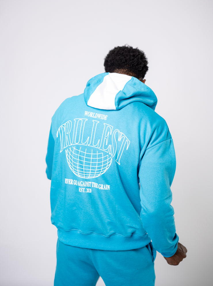 Trillest Worldwide Zip Up Jacket - Teal\White