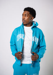 Trillest Worldwide Zip Up Jacket - Teal\White