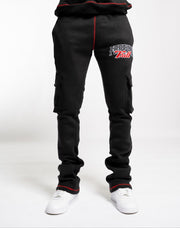 Forever Trill Chenille Cargo Joggers - Black\Red