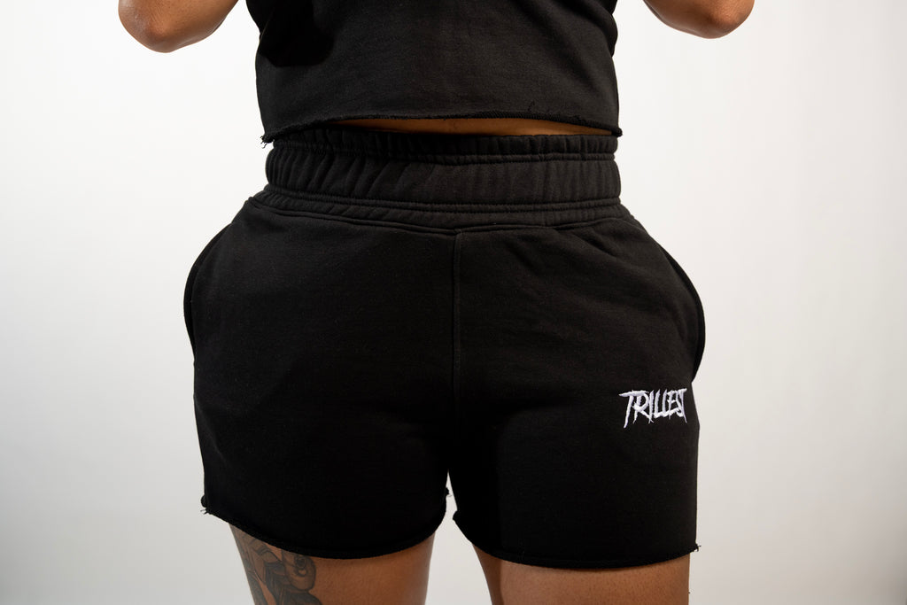 Sleeveless Hooded Short Set - Black