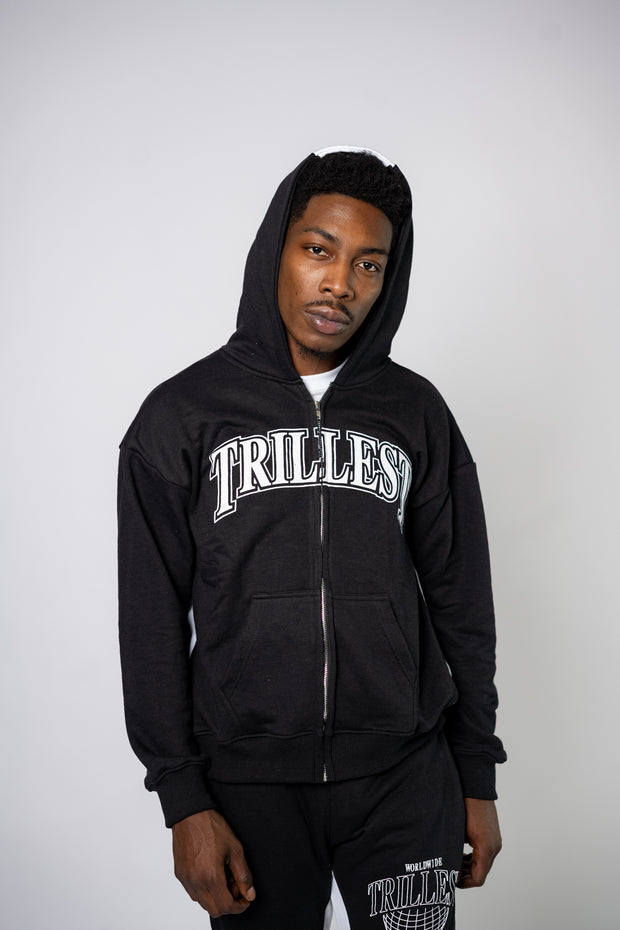 Trillest Worldwide Zip Up Jacket - Black\White