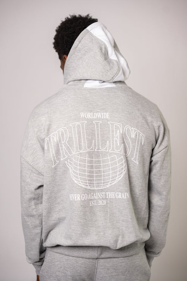 Trillest Worldwide Zip Up Jacket - Gray\White