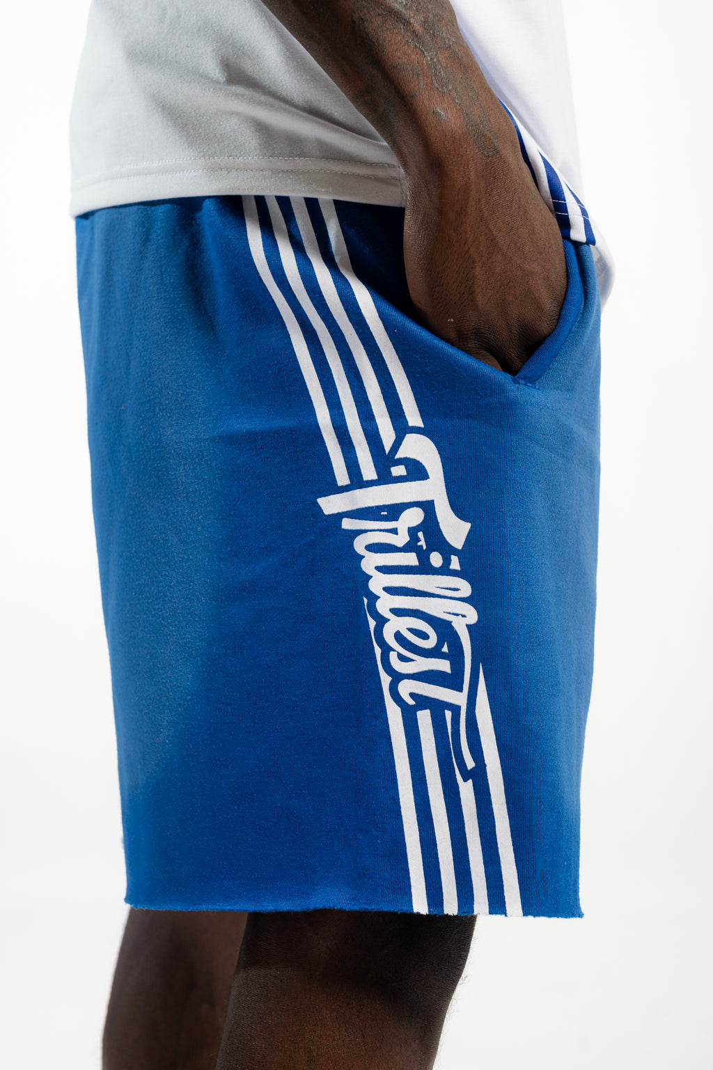Cutoff 4-Stripes Sun Dried Shorts -  Royal/White
