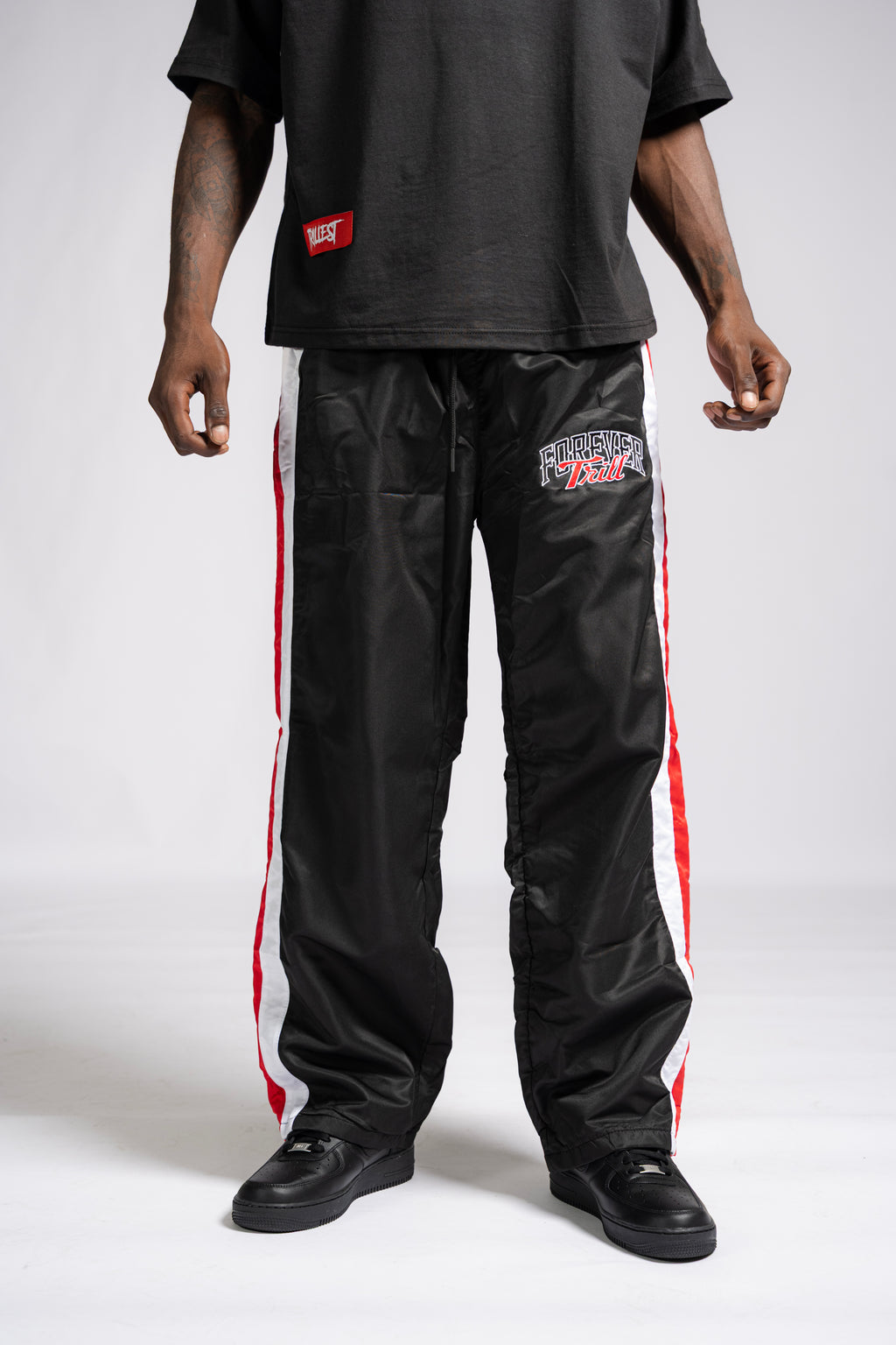 Forever Trill 3 Stripe Pants - Black/Red/White