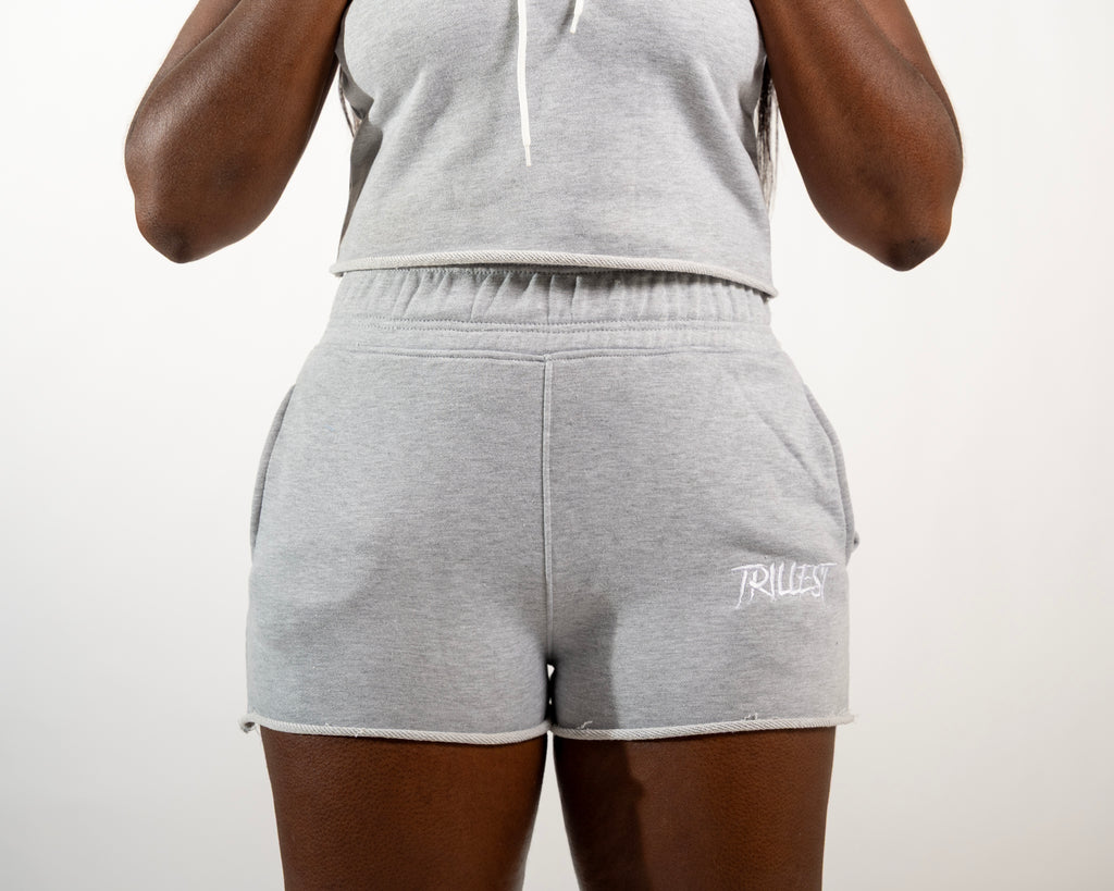 Sleeveless Hooded Short Set - Gray