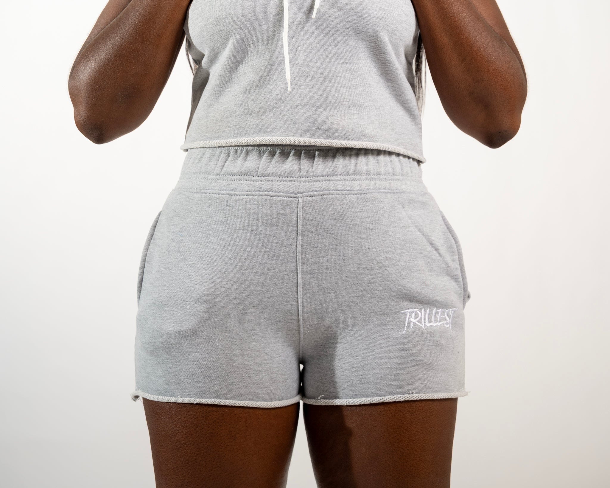 Sleeveless Hooded Short Set - Gray