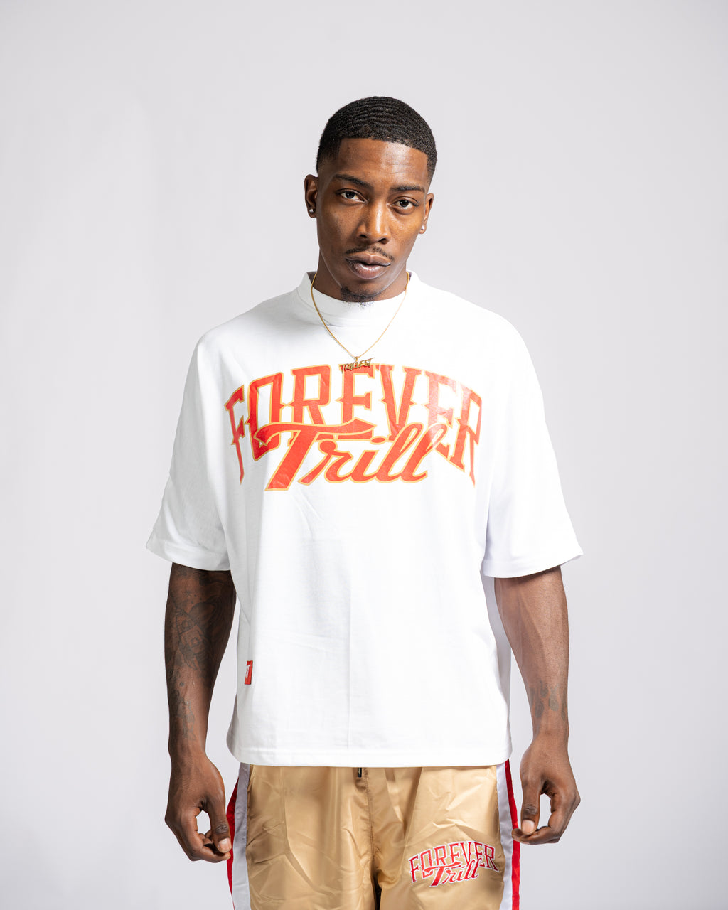 Forever Trill T-Shirt - White/Red/Cream (Oversized)
