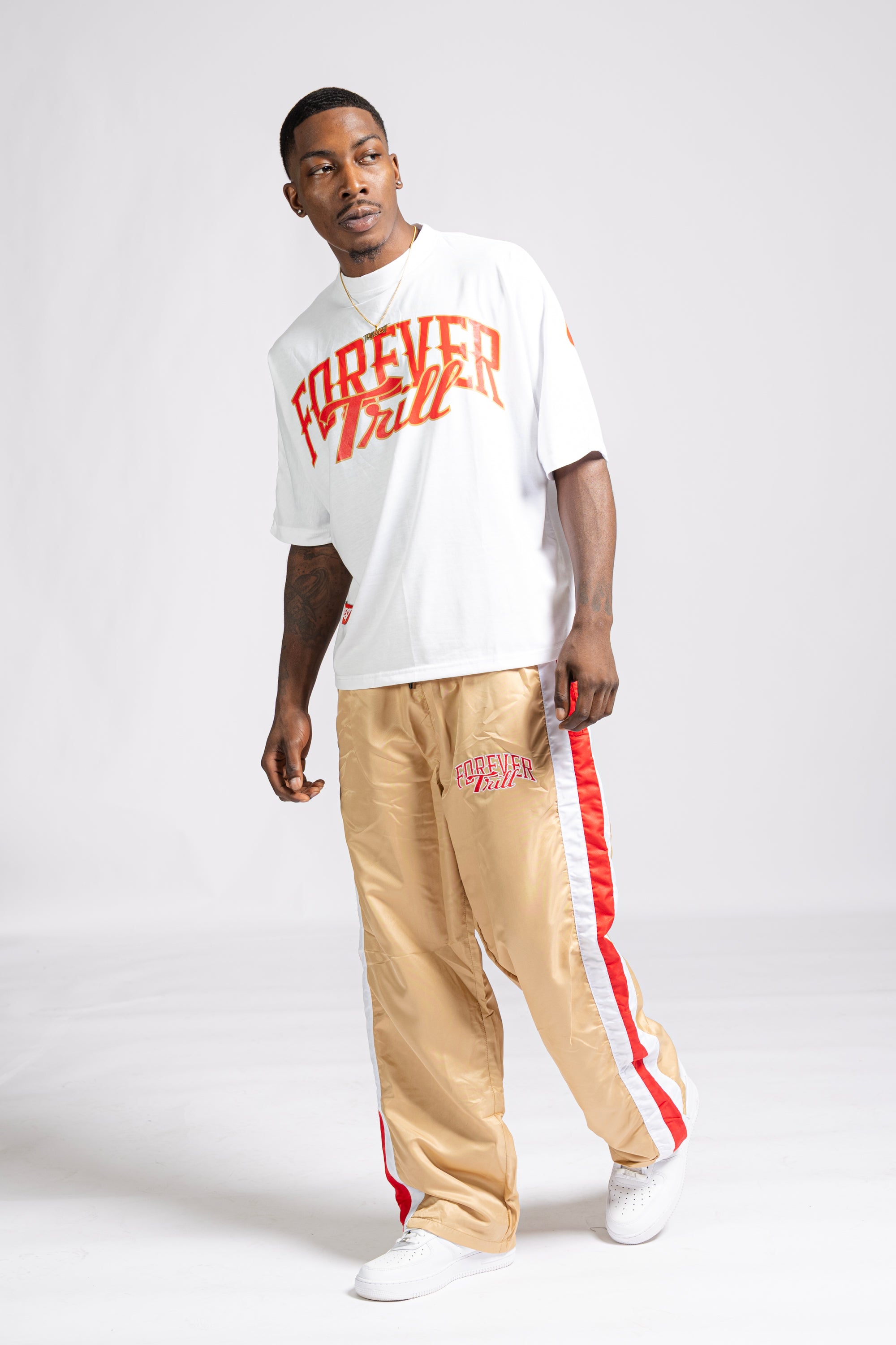 Forever Trill T-Shirt - White/Red/Cream (Oversized)