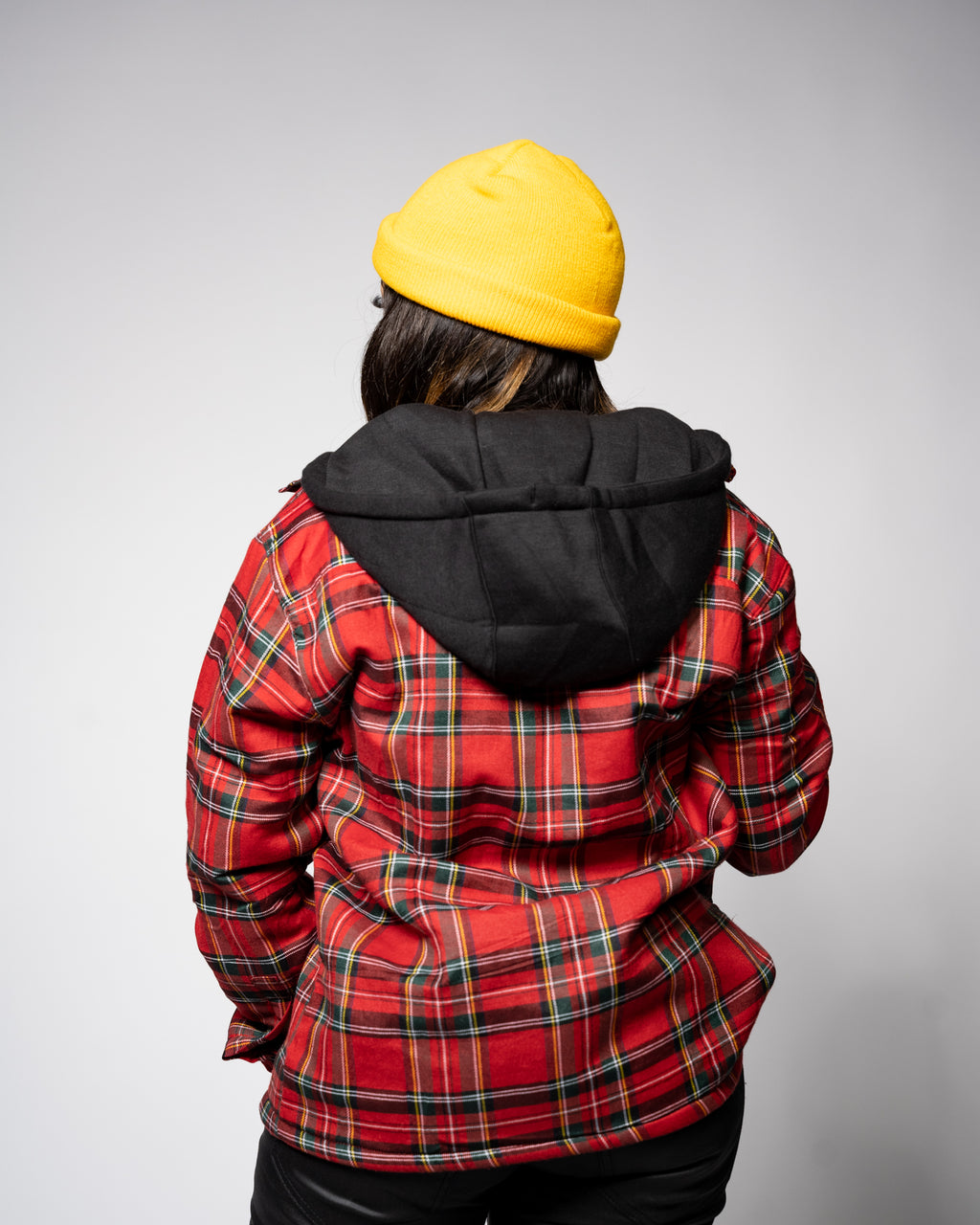 Hooded Flannel Jacket - Red\Black