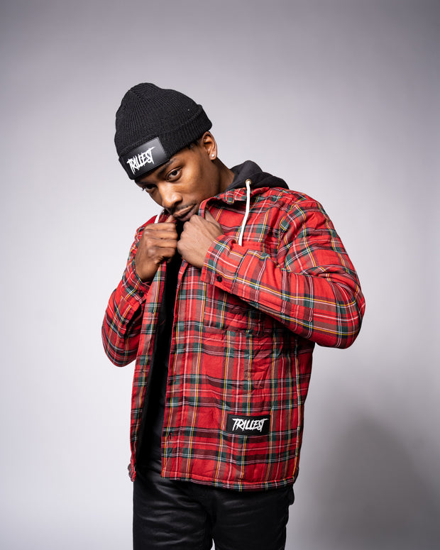 Hooded Flannel Jacket - Red\Black