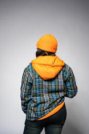 Hooded Flannel Jacket - Green\Blue\Orange